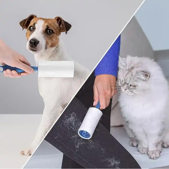 SOGUD Tüy Toplayıcı Set 7 Rulo + 1 Sap – Toplam 420 Yaprak – Kedi Köpek Tüyü ve Toz Temizleyici – Giyim, Koltuk, Halı ve Araç Koltuğu İçin Güçlü Yapışkanlı Ekonomik Paket