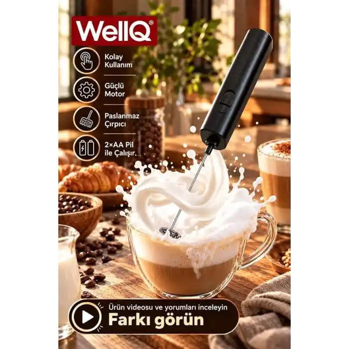 Yüksek Devirli Pilli Kahve ve Süt Köpürtücü Çırpıcı