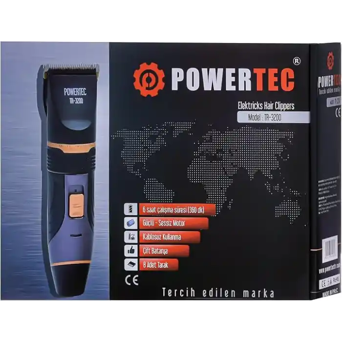 Powertec TR-3200 Profesyonel Şarjlı Saç Sakal Tıraş Makinesi