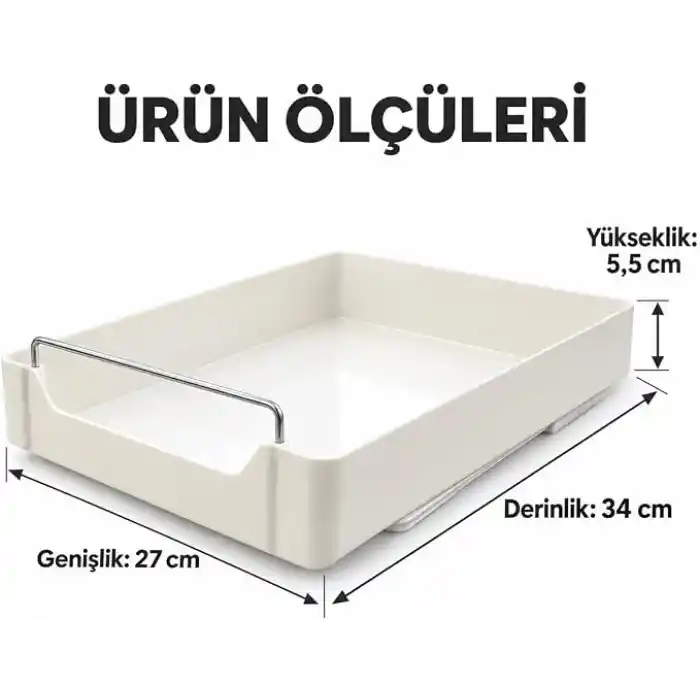 Orret Home Dolap İçi Raylı Organizer Çekmece 34 x 27 x 6,5 cm, Çekilebilir Plastik Dolap Düzenleyici, Mutfak Banyo Dolap İçi Organizer, Raylı Saklama Sepeti (Büyük)