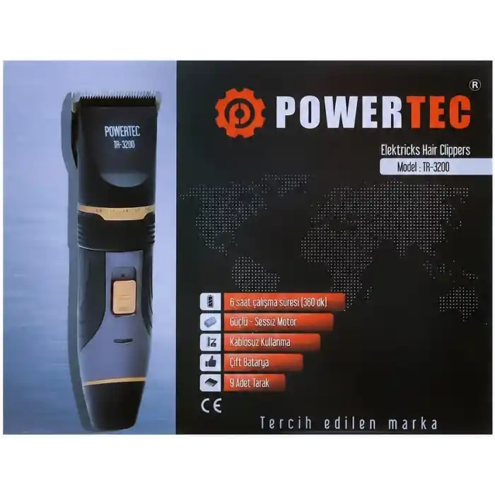 Powertec TR-3200 Profesyonel Şarjlı Saç Sakal Tıraş Makinesi