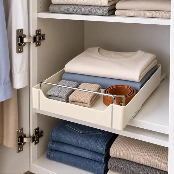 Orret Home Dolap İçi Raylı Organizer Çekmece 34 x 27 x 6,5 cm, Çekilebilir Plastik Dolap Düzenleyici, Mutfak Banyo Dolap İçi Organizer, Raylı Saklama Sepeti (Büyük)