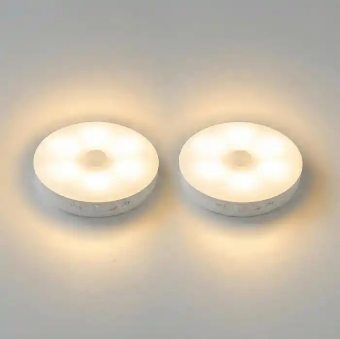 Amber LED Hareket Sensörlü Ledli Gece Lambası Şarj Edilebilir, Taşınabilir 4000k Günışığı (2 Adet)