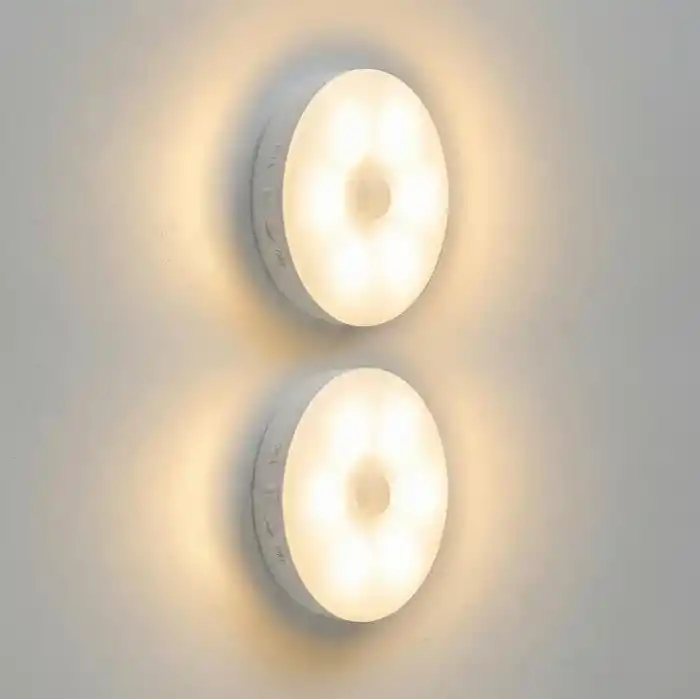 Amber LED Hareket Sensörlü Ledli Gece Lambası Şarj Edilebilir, Taşınabilir 4000k Günışığı (2 Adet)