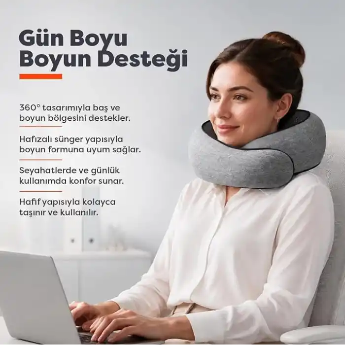 Visco Planet Ortopedik Spiral Seyahat Boyun Yastığı%100 Visco