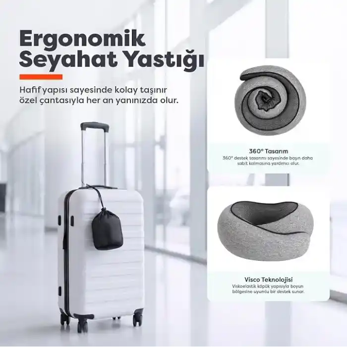 Visco Planet Ortopedik Spiral Seyahat Boyun Yastığı%100 Visco