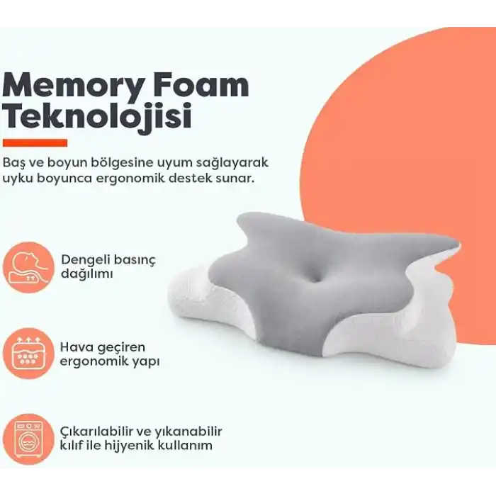 Visco Planet Ortopedik Visco Boyun Yastığı Memory Foam 62x42x13/10 cm