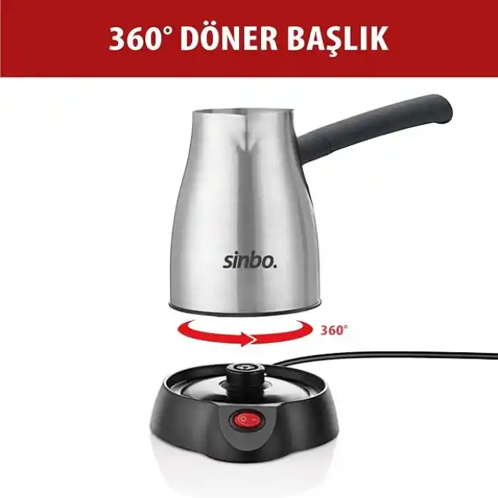 Sinbo SCM-2967 İnox Elektrikli Cezve – 5 Fincan Kapasiteli, Paslanmaz Gövdeli Türk Kahve Makinesi