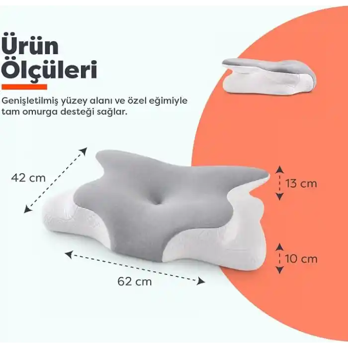 Visco Planet Ortopedik Visco Boyun Yastığı Memory Foam 62x42x13/10 cm