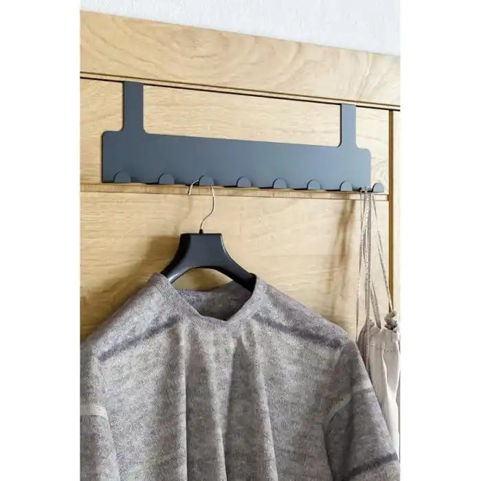 Orret Home Metal Mat Siyah Kapı Arkası Askılık – 8 Kancalı Amerikan Tipi Organizer Askı, Banyo ve Oda Kapıları İçin Pratik Askılık, Delmeden Montajlı Kapı Arkası Askı (Siyah)