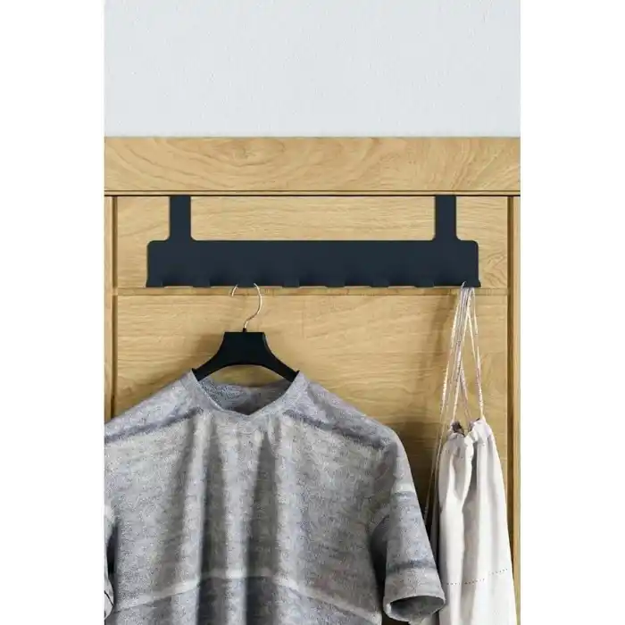 Orret Home Metal Mat Siyah Kapı Arkası Askılık – 8 Kancalı Amerikan Tipi Organizer Askı, Banyo ve Oda Kapıları İçin Pratik Askılık, Delmeden Montajlı Kapı Arkası Askı (Siyah)