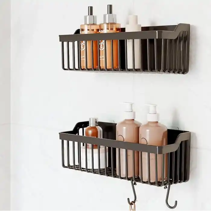 Banyor Yapışkanlı Banyo Rafı, 2li Banyo Düzenleyici, Duş Rafı Organizer Şampuanlık, Duşakabin Rafı, Banyo Organizeri, Banyo Askısı Plastik
