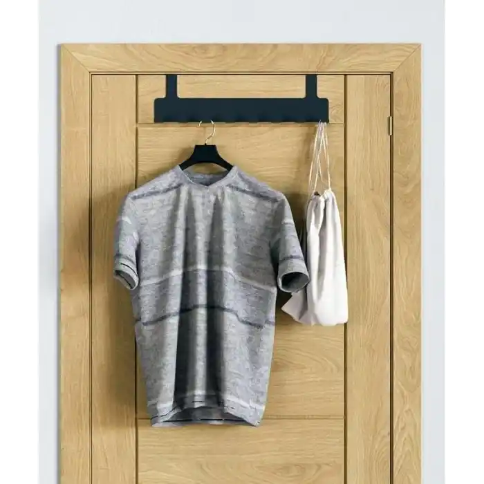 Orret Home Metal Mat Siyah Kapı Arkası Askılık – 8 Kancalı Amerikan Tipi Organizer Askı, Banyo ve Oda Kapıları İçin Pratik Askılık, Delmeden Montajlı Kapı Arkası Askı (Siyah)