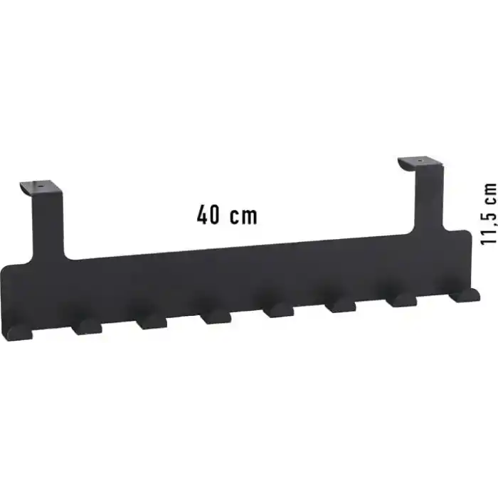 Orret Home Metal Mat Siyah Kapı Arkası Askılık – 8 Kancalı Amerikan Tipi Organizer Askı, Banyo ve Oda Kapıları İçin Pratik Askılık, Delmeden Montajlı Kapı Arkası Askı (Siyah)