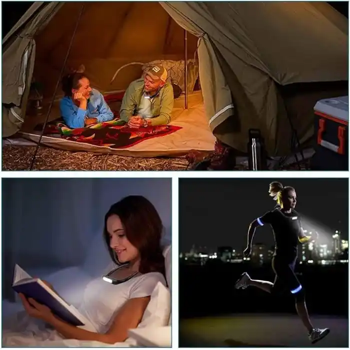 Coverzone LED Kitap Okuma Işığı Esnek Kitap Boyun Işığı Ayarlanabilir Parlaklık Masa Lambası 3 Renk Okuma Işığı Bükülebilir Kollu Işık Tamir İçin Uygun Gece Koşusu Yürüyüş Type-C Şarj Girişli Kamp FH8