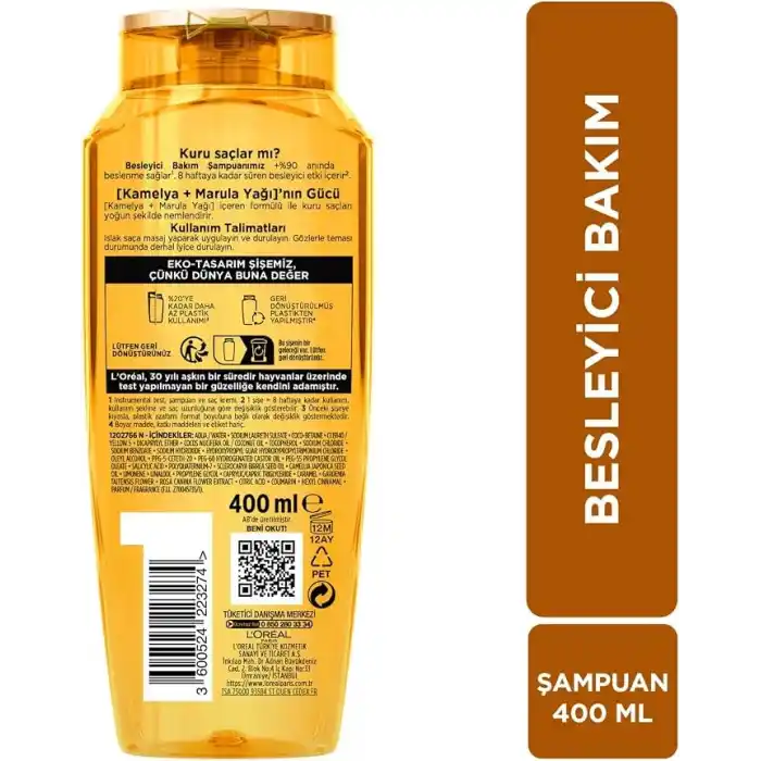 LOreal Paris Elseve Mucizevi Yağ Besleyici Bakım Şampuanı 400 ml