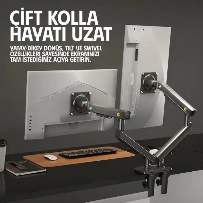 NB ERGONOMIC North Bayou A5C 17-32 İnch Çift Kol 2-9 KG Vesa Uyumlu Monitör Standı
