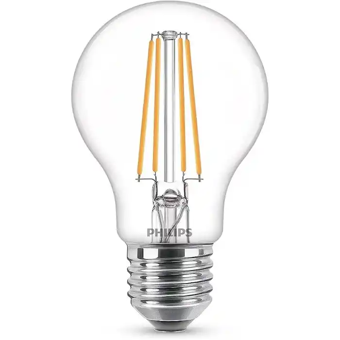 Philips LED Classic 60W A60 Filament Ampul, 2700 Sarı Işık, E27 Normal Duy, Dim Edilmez 2li Ekopaket