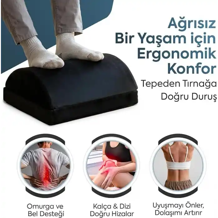WONKEY - Ergonomik Ayak Yastığı Desteği – Sünger Ayak Dinlendirme için Yastık, Ofis ve Ev Kullanımı İçin Rahatlatıcı Ayak Uzatma Destek Pedi, Uzun Süre Oturanlar İçin Konforlu Ayak Destek Minderi