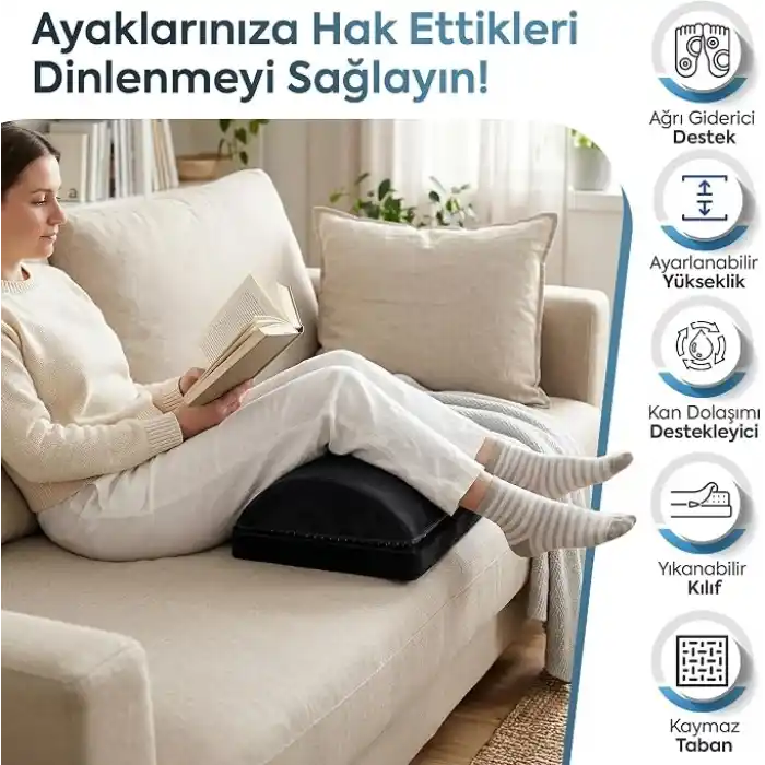 WONKEY - Ergonomik Ayak Yastığı Desteği – Sünger Ayak Dinlendirme için Yastık, Ofis ve Ev Kullanımı İçin Rahatlatıcı Ayak Uzatma Destek Pedi, Uzun Süre Oturanlar İçin Konforlu Ayak Destek Minderi