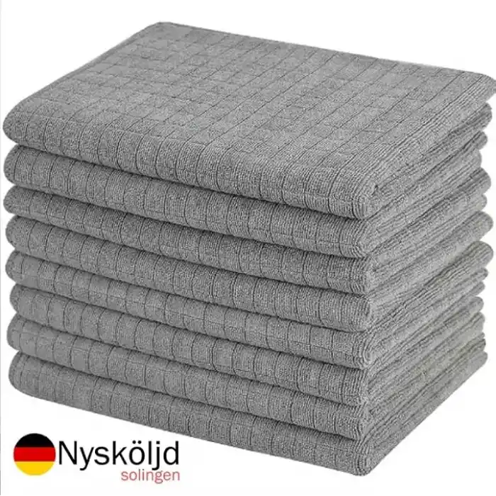 Nysköljd Solingen | Mikrofiber Mutfak Bezi | Tezgah Bezi Kareli | Genel Temizlik | 40x40 cm 3 Adet Mikrofiber Mutfak Havlusu| Kare Desenli | Yüksek Emici