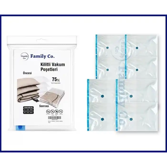 Family Co. Vakumlu Hurç Poşet Setleri 8 Parça 50x70-4, 60x80-4