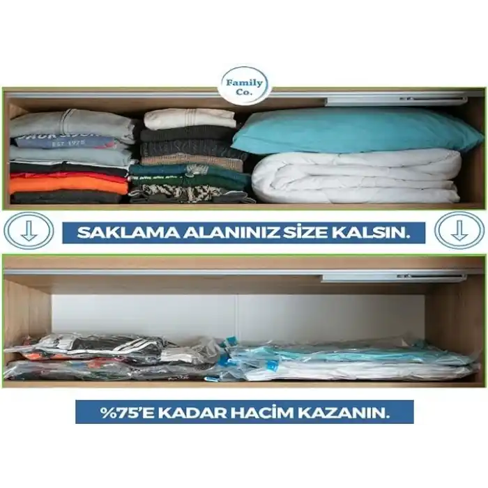 Family Co. Vakumlu Hurç Poşet Setleri 8 Parça 50x70-4, 60x80-4