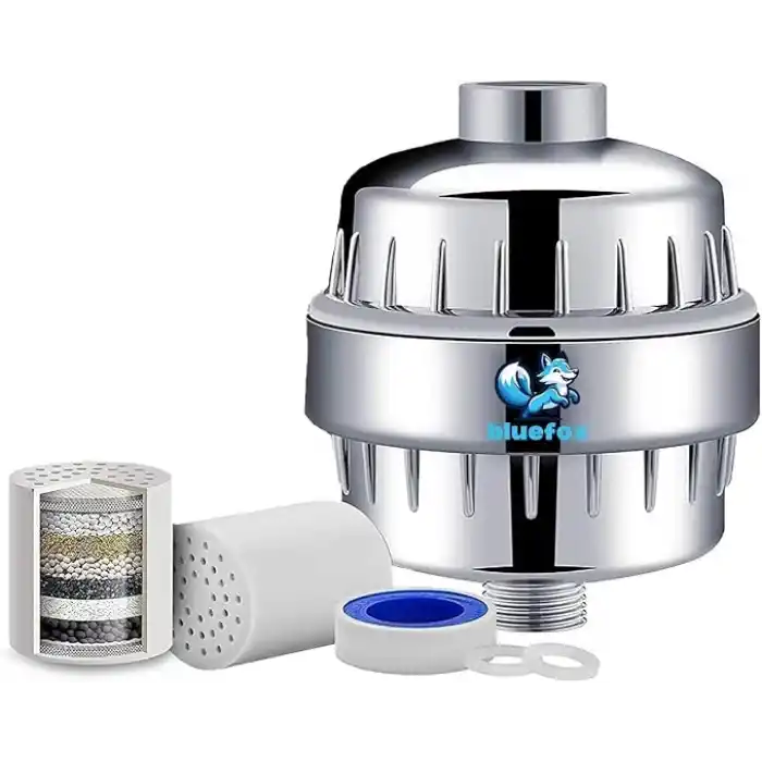 Bluefox Silver Duş Filtresi – Klor ve Ağır Metal Arıtmalı, KDF 55 + Aktif Karbon, Saç ve Cilt Dostu, Kireç Azaltıcı, Evrensel Uyumlu, Aletsiz Montaj, Su Yumuşatıcı