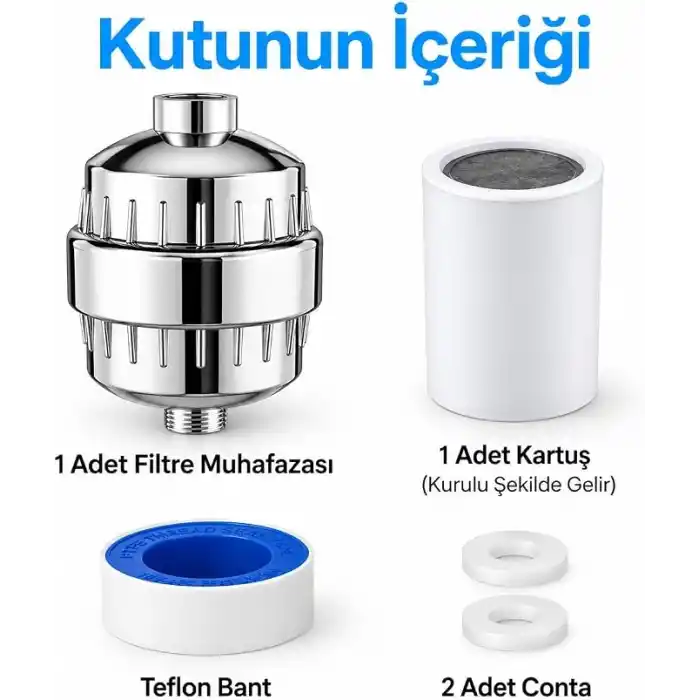 Bluefox Silver Duş Filtresi – Klor ve Ağır Metal Arıtmalı, KDF 55 + Aktif Karbon, Saç ve Cilt Dostu, Kireç Azaltıcı, Evrensel Uyumlu, Aletsiz Montaj, Su Yumuşatıcı