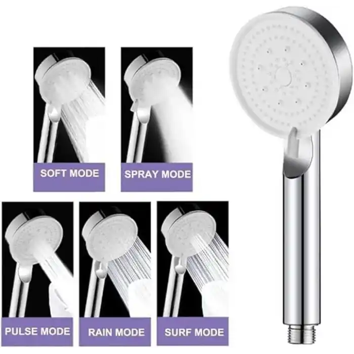 Mayaglory 5 Fonksiyonlu Ayarlanabilir Yüksek Basınçlı Masaj Etkili Duş Seti, Turbo Fan Lite Duş Seti Chrome