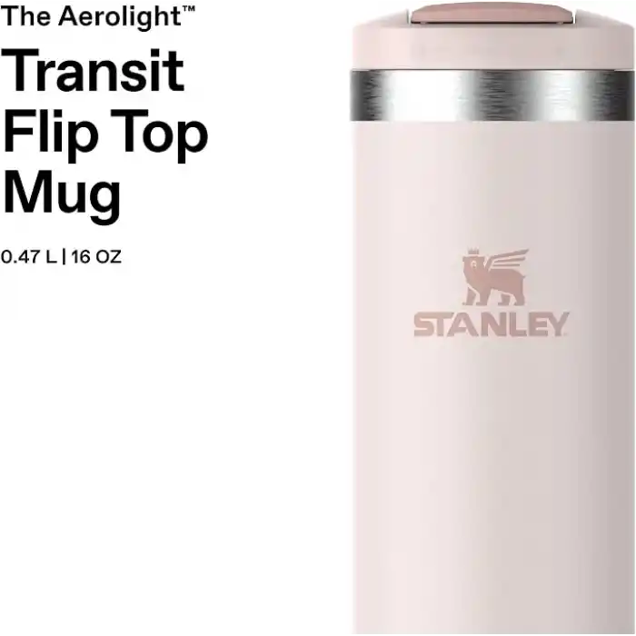 STANLEY The Transit FlipTop Mug Termos 0.47 Litre - Pembe Kuvars (Rose Quartz) | Paslanmaz Çelik