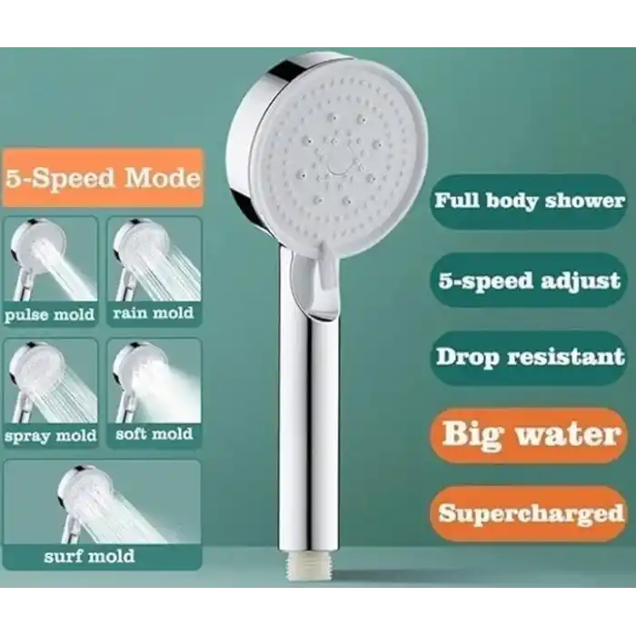 Mayaglory 5 Fonksiyonlu Ayarlanabilir Yüksek Basınçlı Masaj Etkili Duş Seti, Turbo Fan Lite Duş Seti Chrome