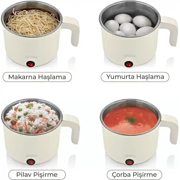 Sinbo SCO-5063 Çok Fonksiyonlu Buharlı Pişirici – 800 Ml Kapasite, Paslanmaz Gizli Rezistans, Temperli Cam Kapak, Krem Renk