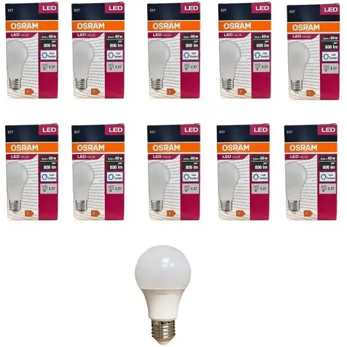 Osram 8.5 Watt Led Ampul 6500K Beyaz E27-10 Adet