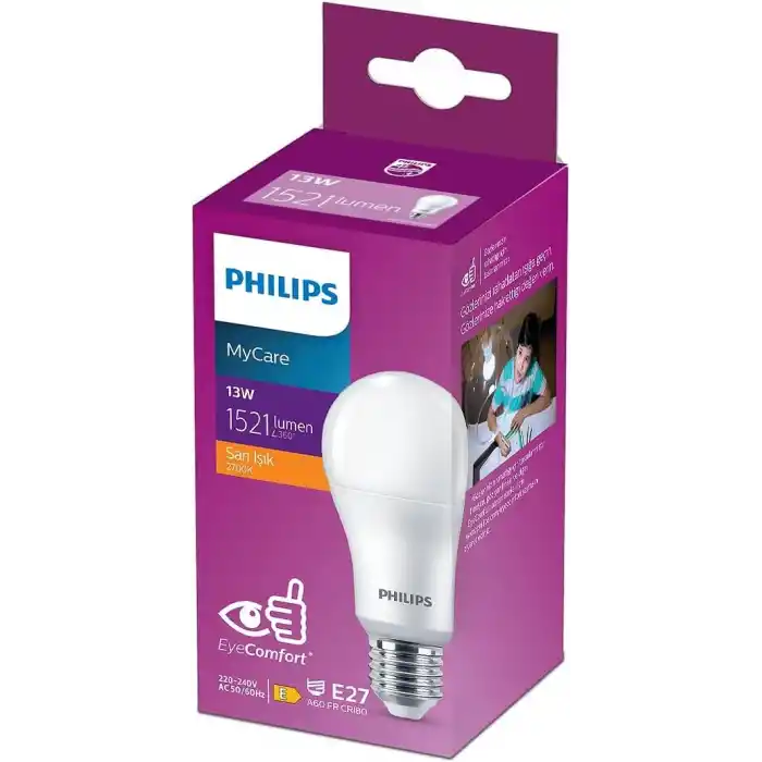 Philips LEDBulb 13-100W E27 2700K Sarı Işık LED Ampul