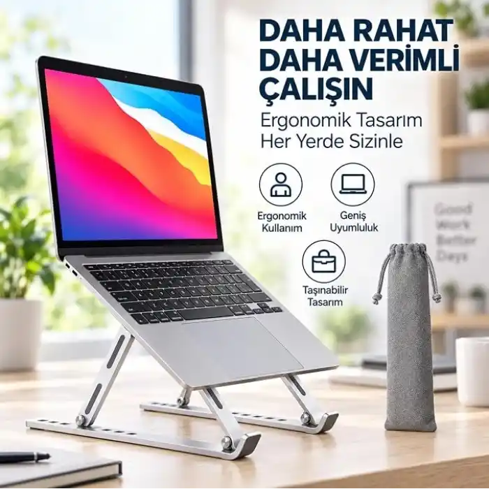 Coverzone Alüminyum Laptop Standı 7 Kademeli Katlanabilir Ayarlanabilir
