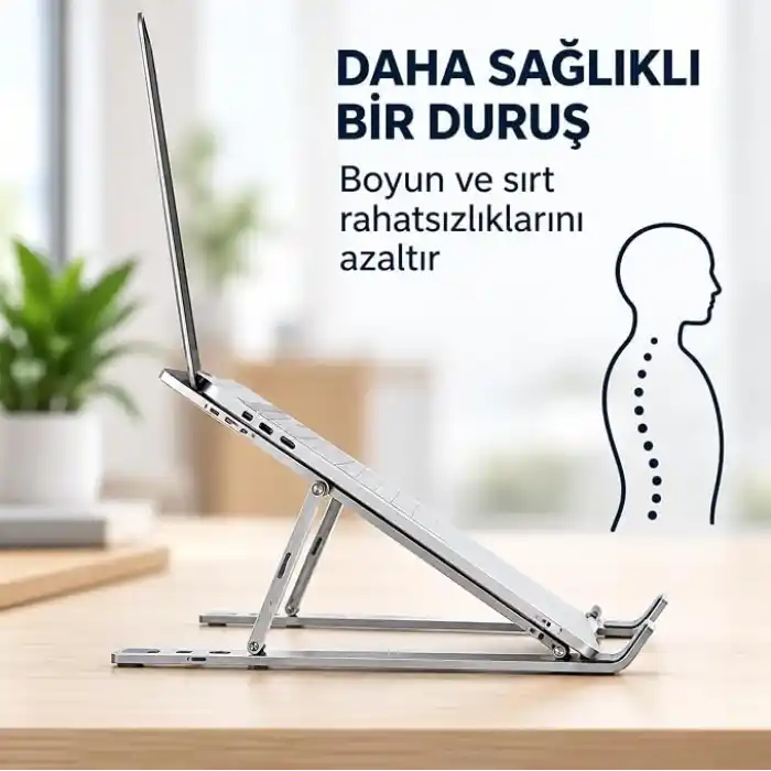 Coverzone Alüminyum Laptop Standı 7 Kademeli Katlanabilir Ayarlanabilir