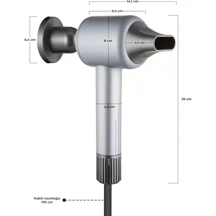 Sinbo SHD 1717 Saç Kurutma Makinesi 110.000 RPM BLDC Turbo Motor, 2 Hız 3 Isı Ayarı, 360° Manyetik Başlık, Akıllı Isı Kontrolü