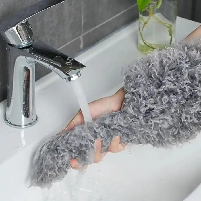 3 Başlıklı Teleskopik Mikrofiber Toz Alma Seti - 205 cm Uzayan Saplı, Esnek Bükülebilir Tavan ve Ulaşılması Zor Alan Temizlik Aparatı (Püskül, Makarna, Düz Başlık)
