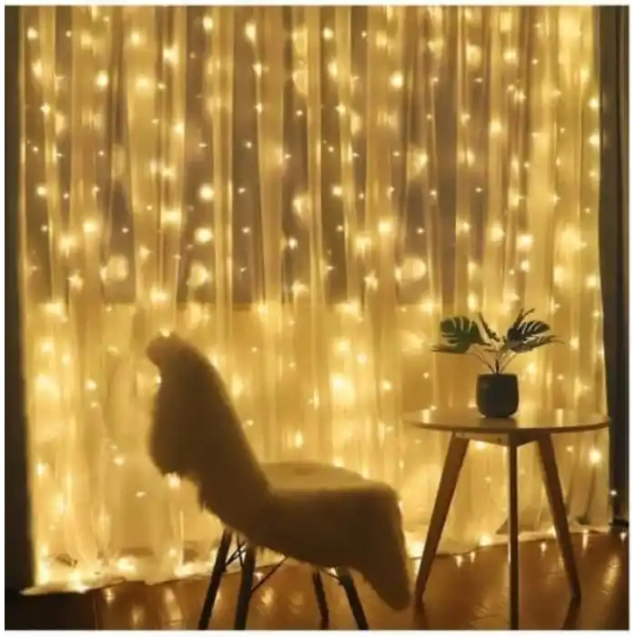 Zauss Kumandalı 8 Ayrı Moda Sahip 3mx3m (300 Cm X 300 Cm) Perde Led 10 Saçaklı Gün Işığı