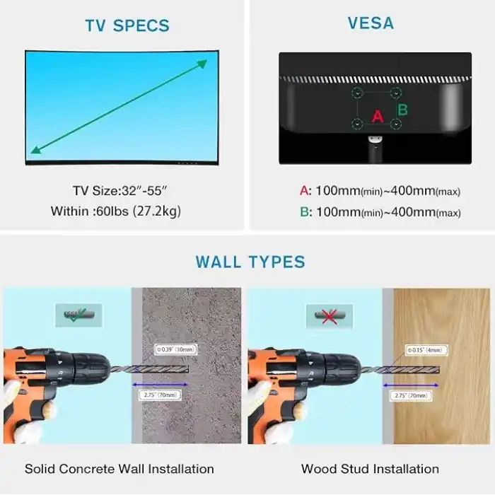 North Bayou NB NB P4 Ultra Ince 32–55,LCD LED televizyonlar için, TUV Sertifikalı Hareketli Tv Askı Aparatı