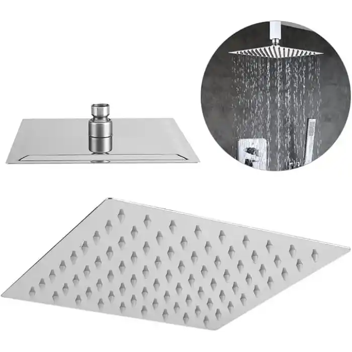Orret Home 25x25 Cm 304 Paslanmaz Çelik Tepe Duşu – Geniş Kare Duş Başlığı, Sabit Tepe Duş Başlığı, Handshower Uyumlu, Modern ve Dayanıklı Duş Sistemi Parçası (Kare)