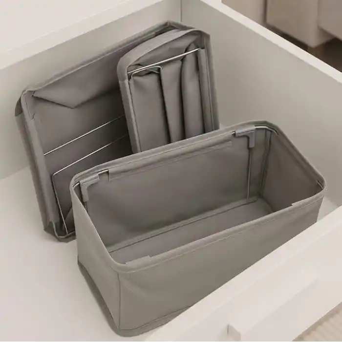 Deconox 4 Adet Tek Boy Katlanabilir Çekmece Organizer Seti | Dolap İçi Saklama Kutusu | İç Giyim, Çorap ve Aksesuar Düzenleyici | Telli Dik Duruş Sağlayan Kumaş Dolap Düzenleyici 30x15x12.5cm