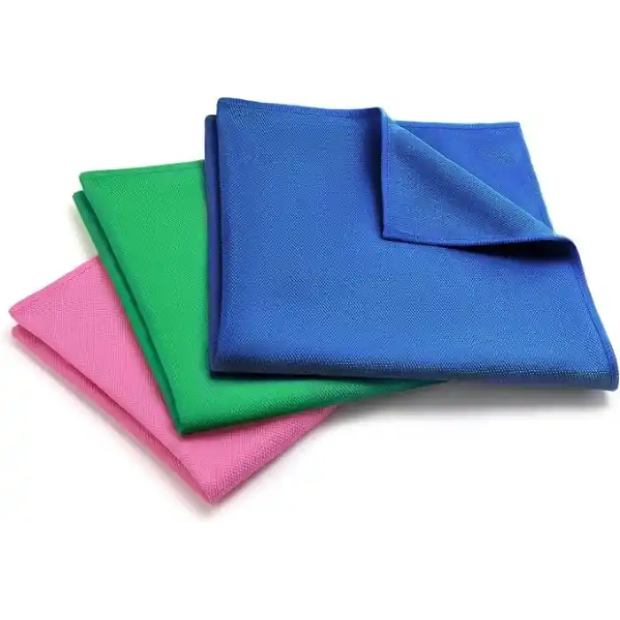 Silva Ultrafiber Premium Mikrofiber Cam Bezi Üçlü Set 40x40 cm - Hav ve İz Bırakmayan Cam Silme Bezi, Deterjansız Sadece Suyla Temizlik, Ayna Ekran Çelik ve Oto Camı İçin, Yeşil Mavi Pembe