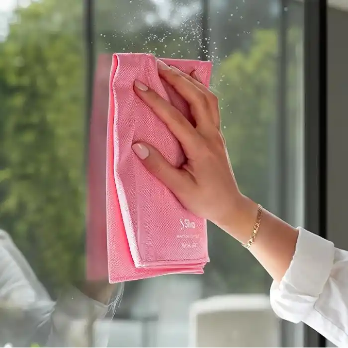 Silva Ultrafiber Premium Mikrofiber Cam Bezi Üçlü Set 40x40 cm - Hav ve İz Bırakmayan Cam Silme Bezi, Deterjansız Sadece Suyla Temizlik, Ayna Ekran Çelik ve Oto Camı İçin, Yeşil Mavi Pembe