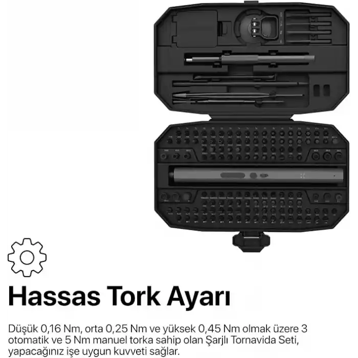 Xenon Smart Hassas Tornavida Seti 153 Parça Şarjlı Otomatik Vidalama Ledli Saat Gözlük Telefon Bilgisayar Tamir Kiti X6833