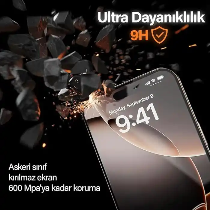 URUCHI Ekran Koruyucu iPhone 18 Pro Max / 17 Pro Max İle Uyumlu PREMIUM Hizalama Aparatlı ve Takılırken Camın Altında Kesinlikle Toz Bırakmayan Darbelere Karşı Ekstra Güçlü HD Ekran Koruyucu Cam