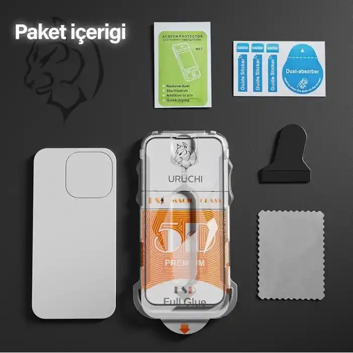 URUCHI Ekran Koruyucu iPhone 18 Pro Max / 17 Pro Max İle Uyumlu PREMIUM Hizalama Aparatlı ve Takılırken Camın Altında Kesinlikle Toz Bırakmayan Darbelere Karşı Ekstra Güçlü HD Ekran Koruyucu Cam