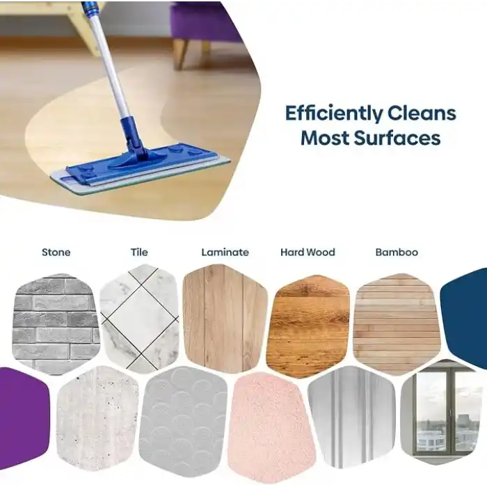 Silva Mikrofiber Mop Üçlü Set - Islak, Kuru ve Duvar Bezi Dahil (3 Bez), 90-156 cm Teleskopik Alüminyum Sap, 360 Derece Dönen Cırtlı Kafa, Laminat Parke Fayans Duvar ve Tavan İçin
