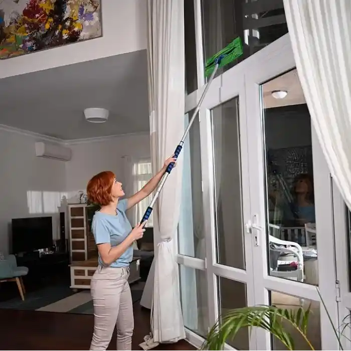 Silva Mikrofiber Mop Üçlü Set - Islak, Kuru ve Duvar Bezi Dahil (3 Bez), 90-156 cm Teleskopik Alüminyum Sap, 360 Derece Dönen Cırtlı Kafa, Laminat Parke Fayans Duvar ve Tavan İçin